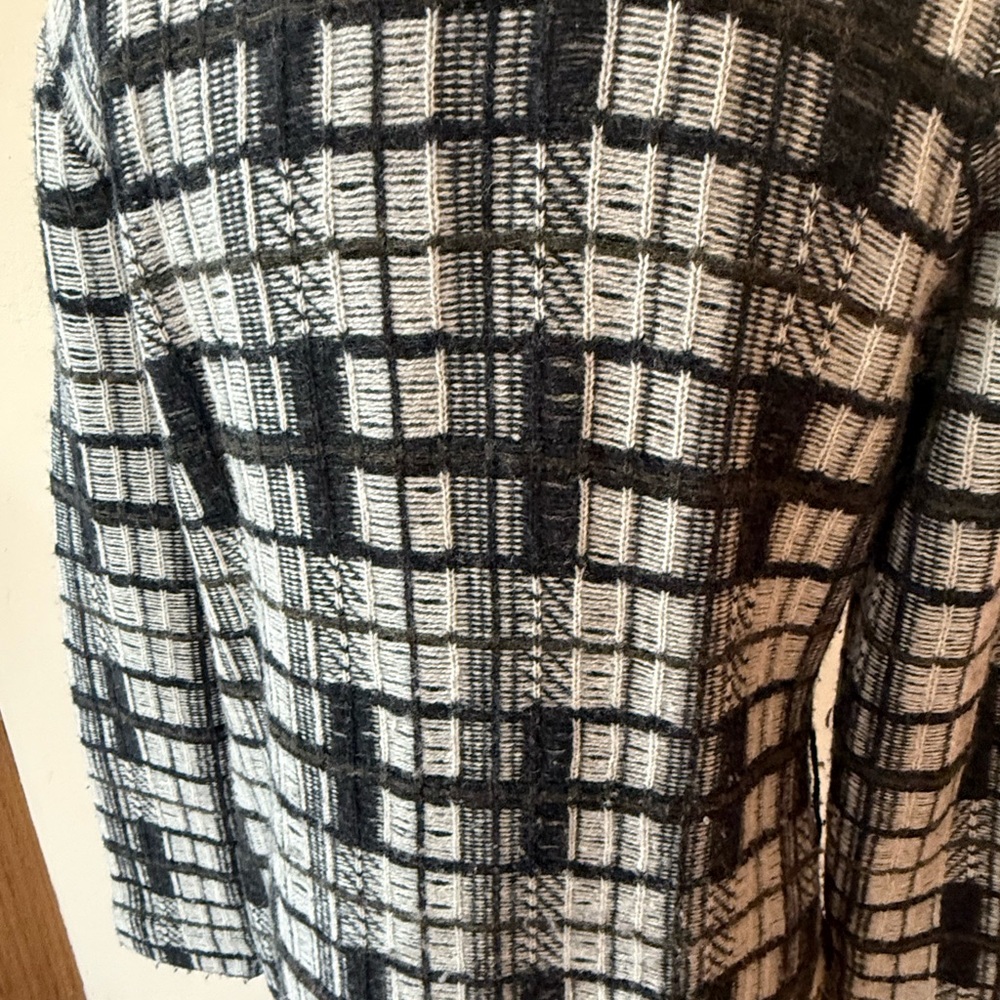 STRENESSE Black and White and olive and grey Checkered sweater coat - Picture 7 of 13